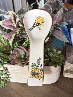 Spectrum Designz Goldfinch Sunflower Spoon Rest - NWT